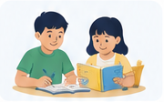 Anak belajar menggunakan materi bacaan
